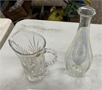 Lead crystal pitcher and hand blown vase