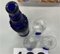 Colbalt blue bottle and glasses