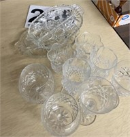 Cut crystal glasses and serving dishes
