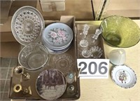 Vintage salt and pepper, plates, bowls and candle