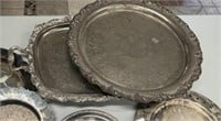Silver platters and serving trays
