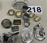 Silver pcs and boxes, silver spoon and ladle etc