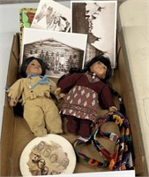 Native American items - dolls, pictures