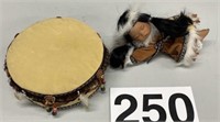 Native American porcelain doll and drum