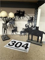 Moose metal wreath and 2 moose candle