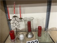 Group of candle holders and candles