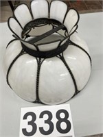 white glass and metal lamp shade