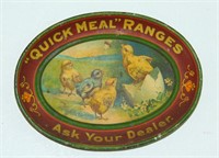 TIN QUICK MEAL RANGES ADVERTISING MATCH STICK TRAY