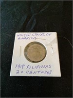 1918 USA/ Filipina 20 centavos silver
