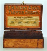 OLD D M FERRY FLOWER SEEDS WOOD BOX BOTANICAL
