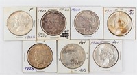Coin 7 (1922,1923,1926) Peace Dollars, F- AU