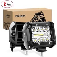 Nilight 18021F-B 2PC 4Inch Triple Row Lights 60W F