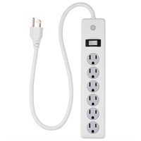 GE 6-Outlet Surge Protector, 450J, White, 2ft. – 1