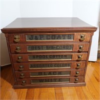 Antique J&P Coats Spool Cabinet w/6 Drawers