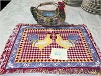 6 ROOSTER PLACEMATS AND BASKET