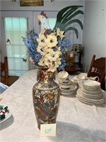VINTAGE TALL ASIN VASE WITH FLORALS