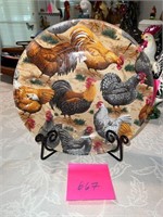 NEAT ROOSTER PLATE ON STAND