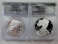 ANACS MS70 and MS70 DCAM Silver Dollars
