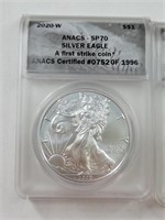 (3) 2020-W ANACS SP70 Silver Eagle