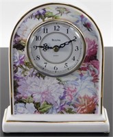 * Bulova Ceramic Mantel Clock with Flowers and