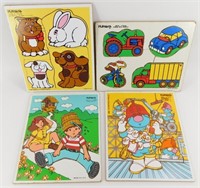 Mixed Lot of 4 Vintage Wooden Puzzles: Pets,