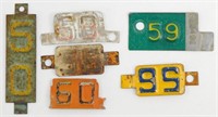 Lot of 6 Vintage License Plate Year Tags/Tabs -