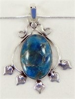 Blue Apatite Pendant & Chain