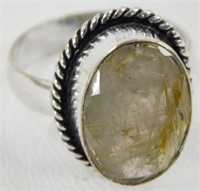 Natural Golden Rutile Ring - Size 7 1/2
