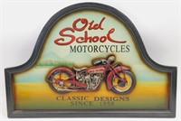 * Old School Motorcycles Carved Wooden Sign