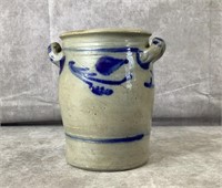 Vintage 7.5x5.3/4" Blue decorated pottery jar