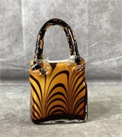 7.5"x4” Vintage decorative art glass art purse