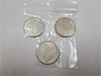 3 High Grade 1921 Morgan Silver Dollars