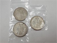 3 1921D Morgan Silver Dollars