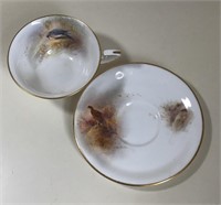 ROYAL WORCESTER 'WOOD PIGEON' TEACUP & SAUCER