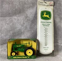 ERTL John Deere model-A tractor& JD thermometer