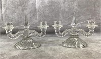 (2) lead crystal  dual candle holders