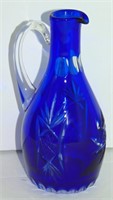 BOHEMIAN ART GLASS COBALT BLUE PITCHER