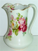 ANTIQUE PEARL POTTERY WATER PITCHER ROSES