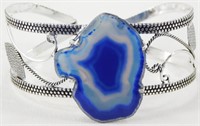 Royal Blue Agate Geode 2.6" Bangle Bracelet