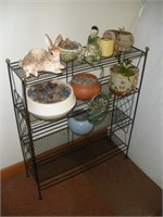 Pots & metal stand  stand size - 27x9x32