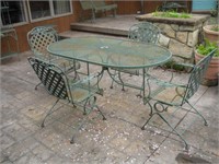Steel patio table & chairs  table size - 66x38x29