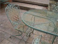 Steel patio table & chairs  table size - 66x38x29
