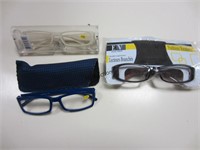 (3) Reading Glasses With Cases  - Assorted