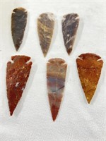 6 perfect arrowheads all over 3 inches long