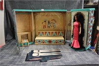 Vintage Cher Doll and Background Display Case