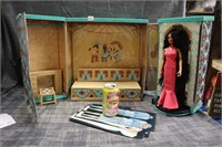 Vintage Cher Doll and Background Display Case