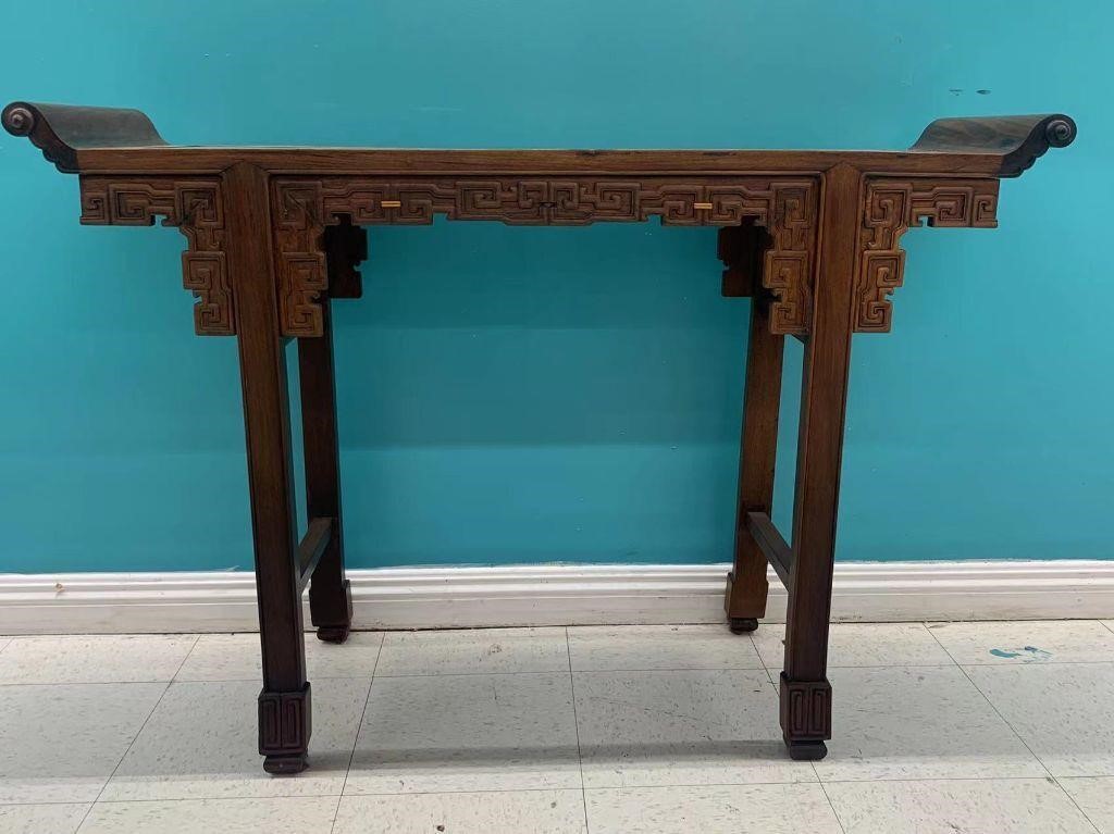 Carved wood table