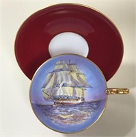 TALL SHIP AYNSLEY TEACUP & SAUCER