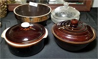 Lot of 4 Made in USA pots and bowls, 3 lids