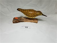 Signed and Handcarved Wood Bird